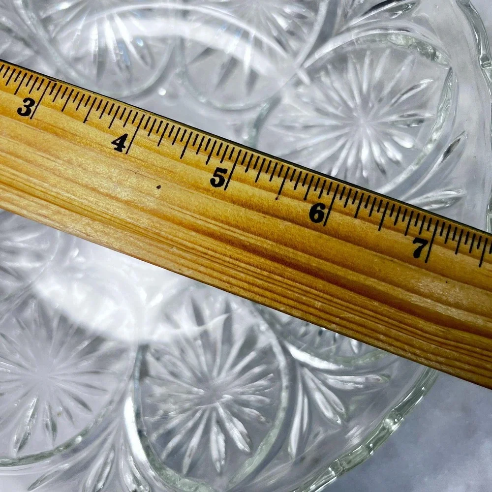 Vtg 60s Clear Pressed Glass Serving Bowl Starburst Design Mid Century Modern‎